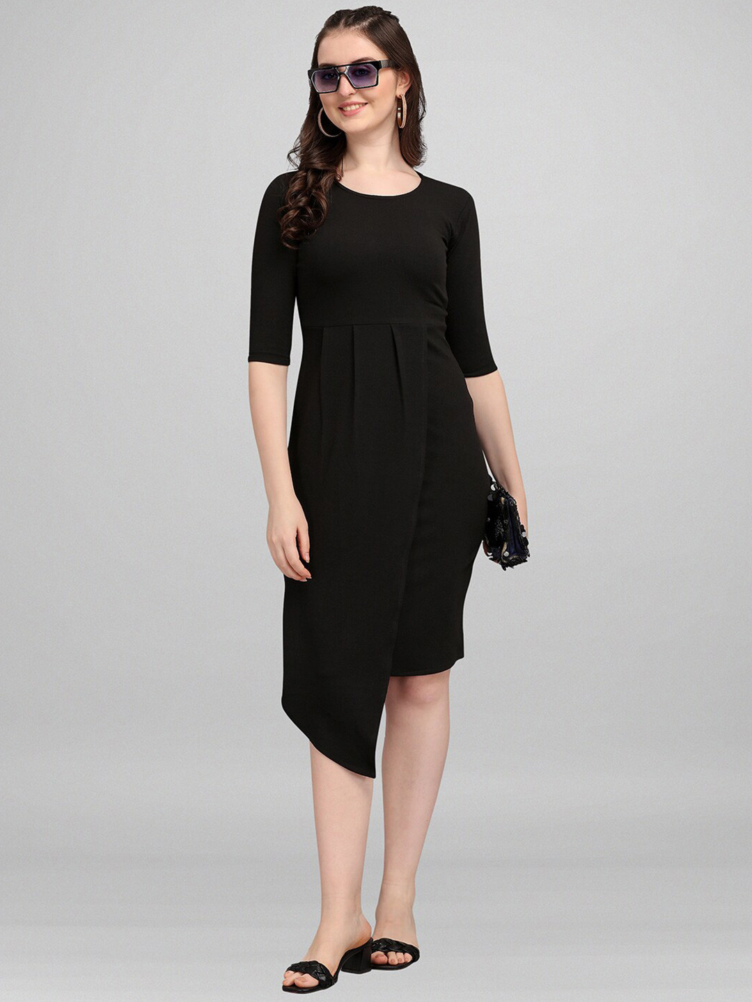 

PURVAJA Black & rich black Sheath Dress