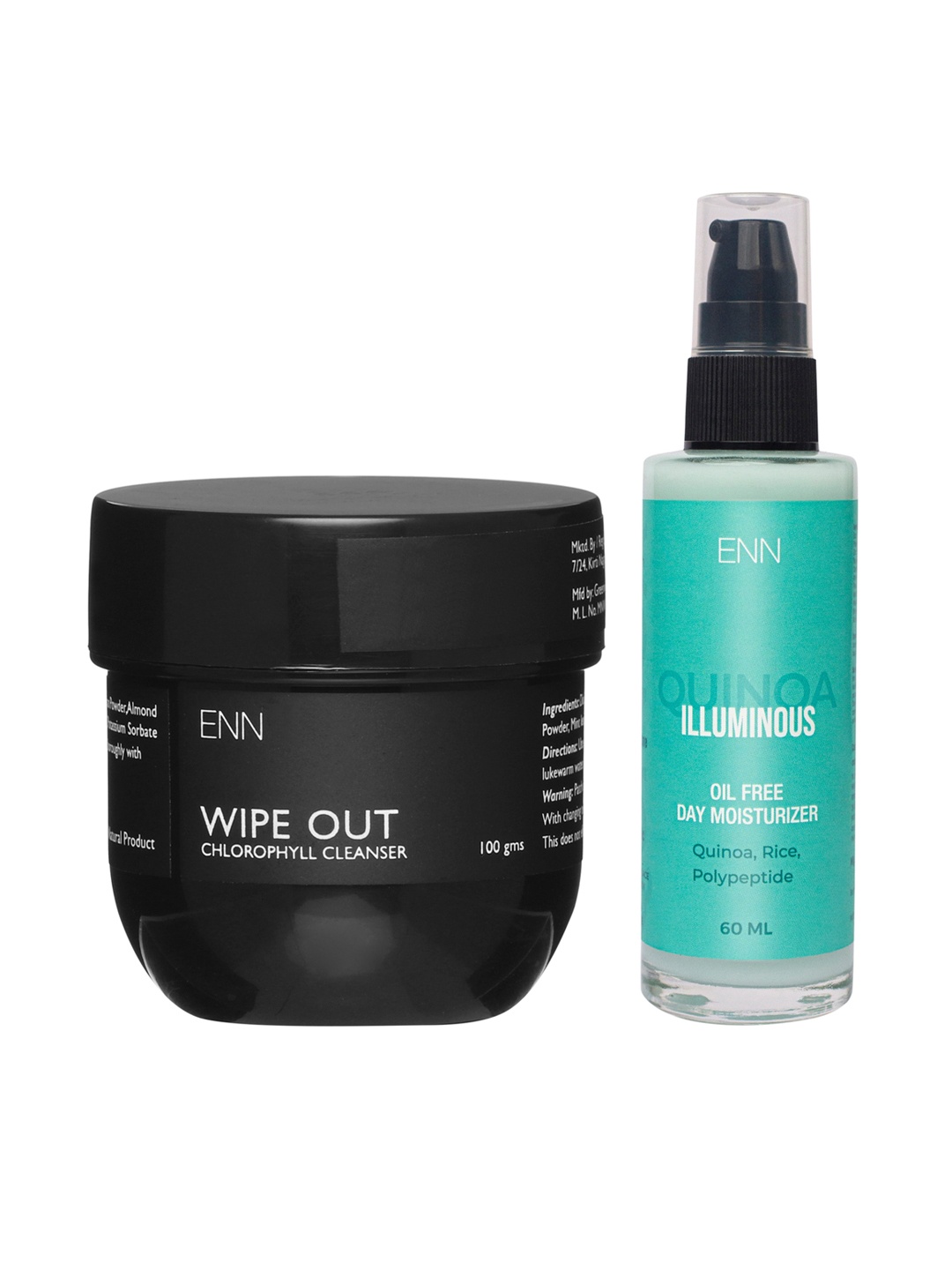 

ENN Set of Wipe Out Chlorophyll Cleanser 100 g & Illuminous Oil-Free Day Moisturiser 60 ml, Multi