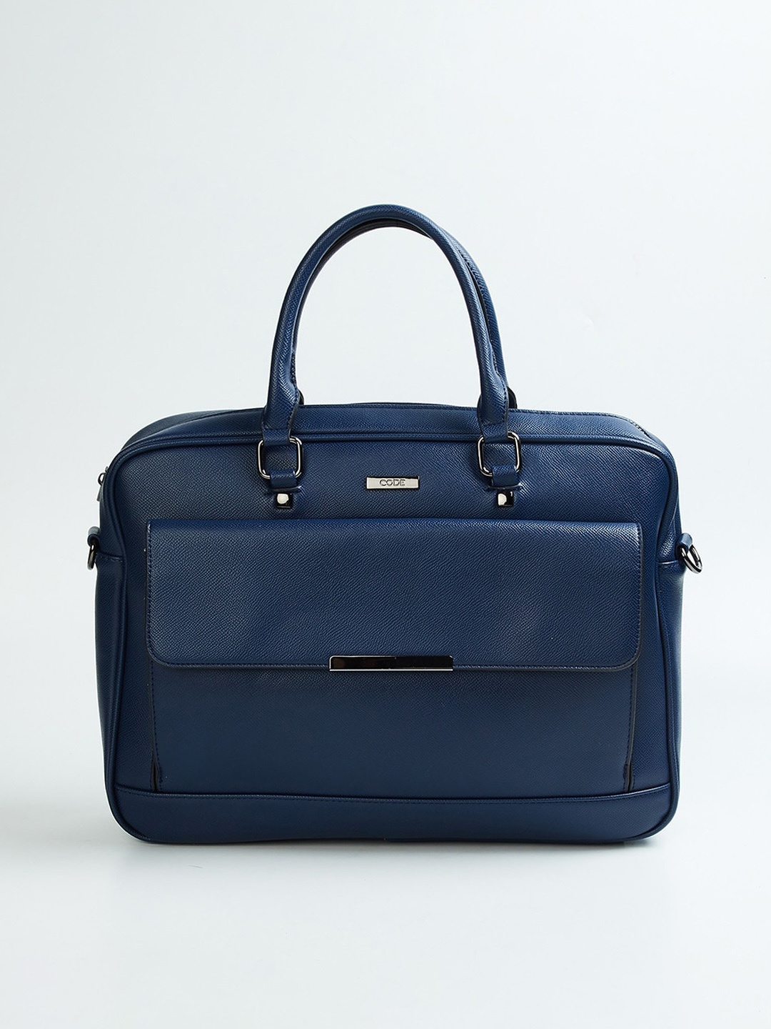 

CODE by Lifestyle Navy Blue Structured Satchel with Quilted