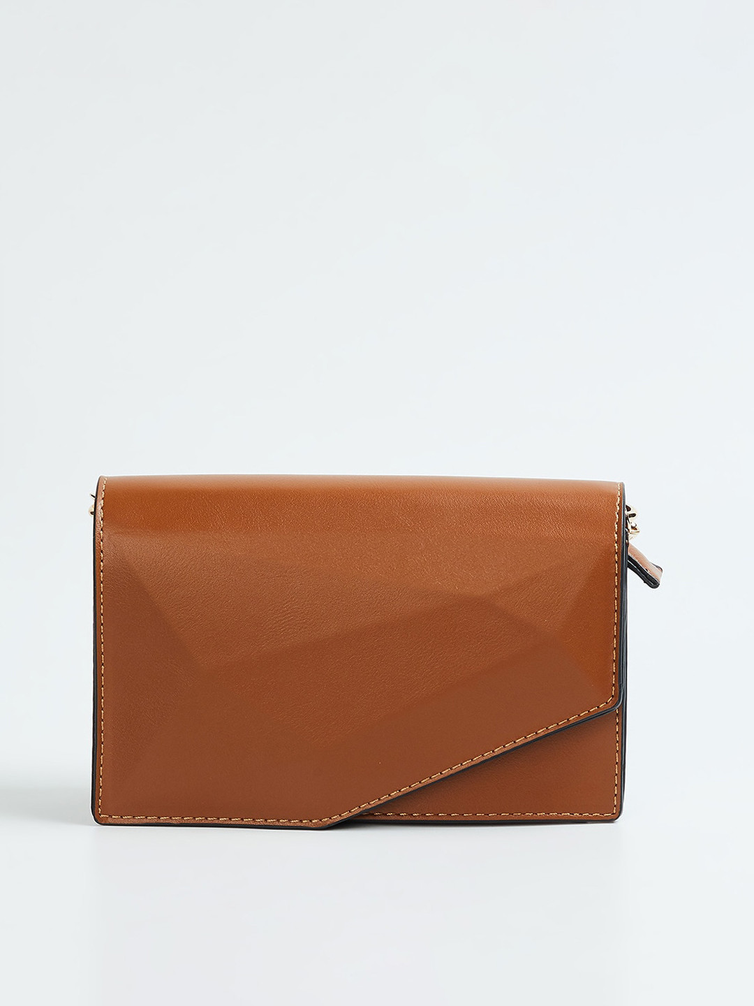 

CODE by Lifestyle Brown Textured Structured Sling Bag with Quilted