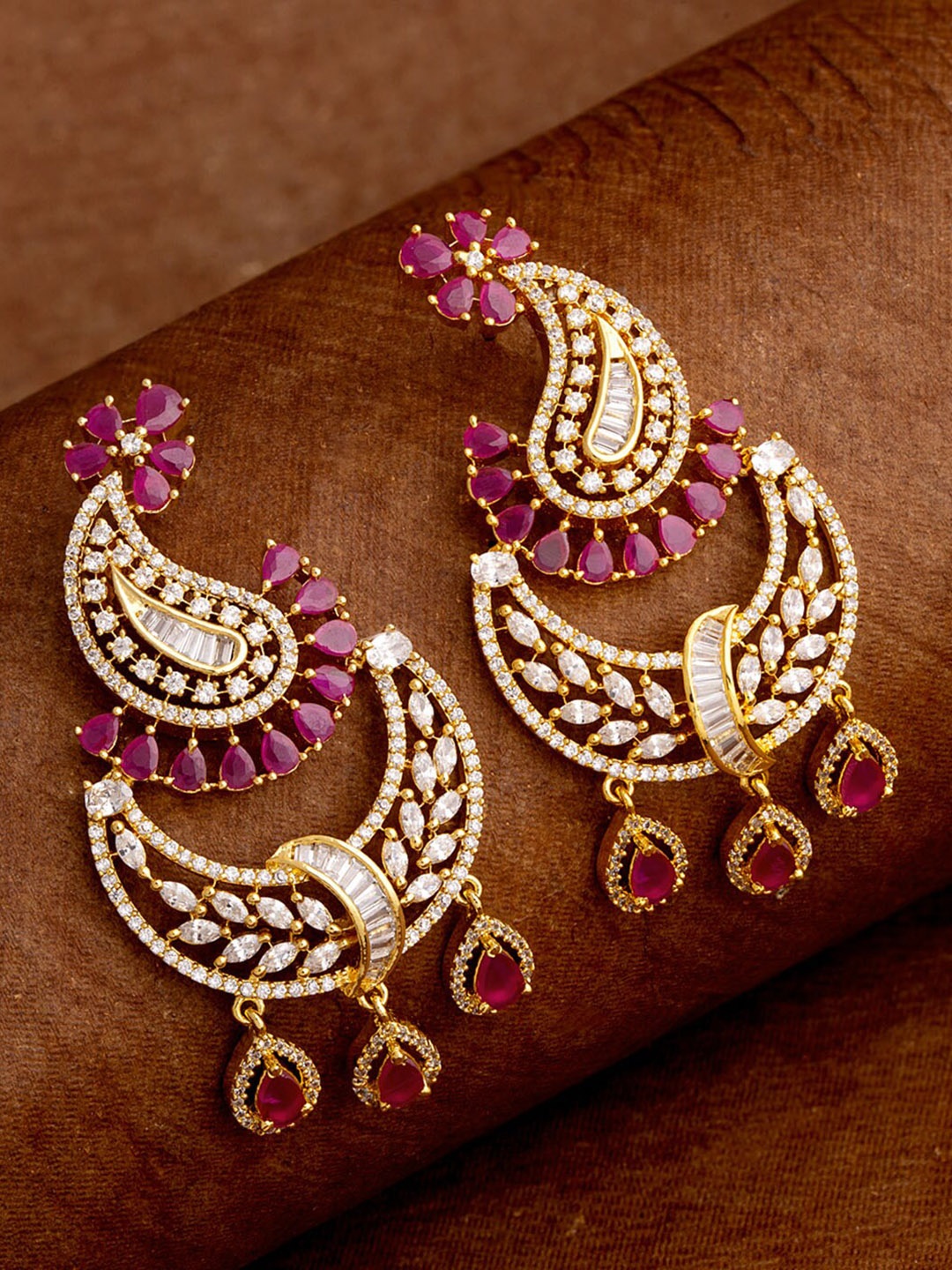 

Voylla Gold-Toned Geometric Chandbalis Earrings