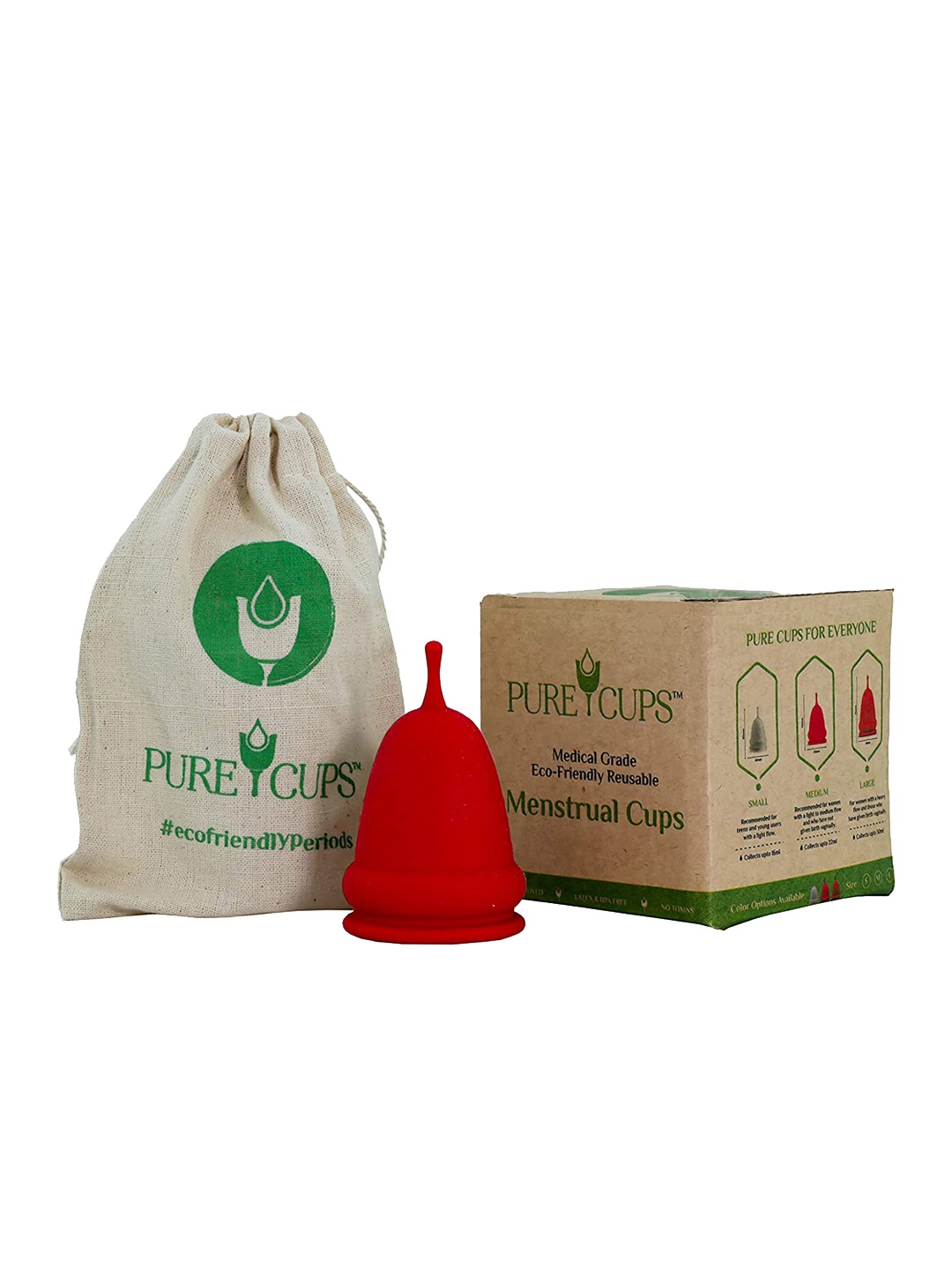 

Pure Cups Reusable Large Size Menstrual Cup - Red