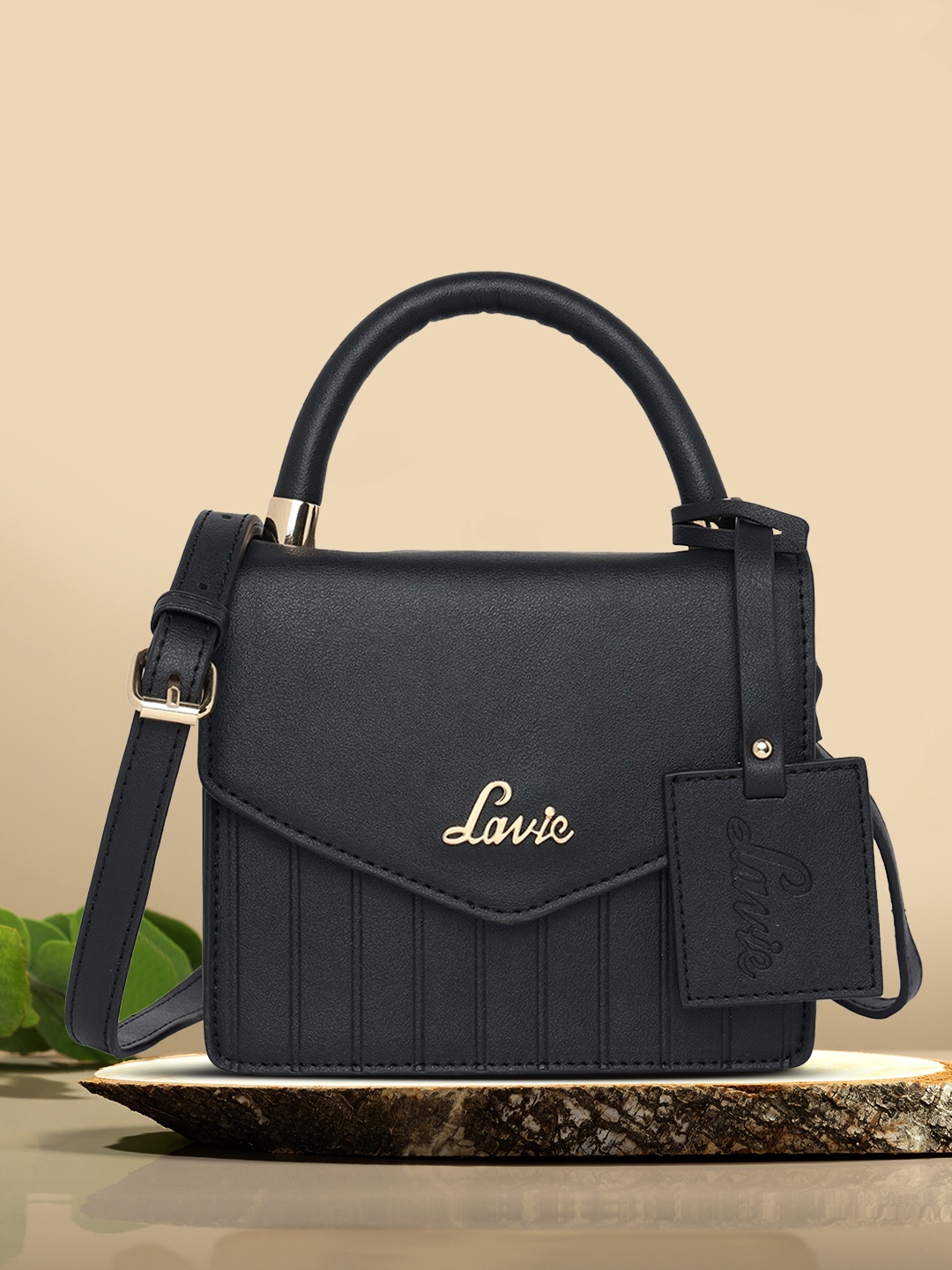 

Lavie Aura Women Black Flap Satchel