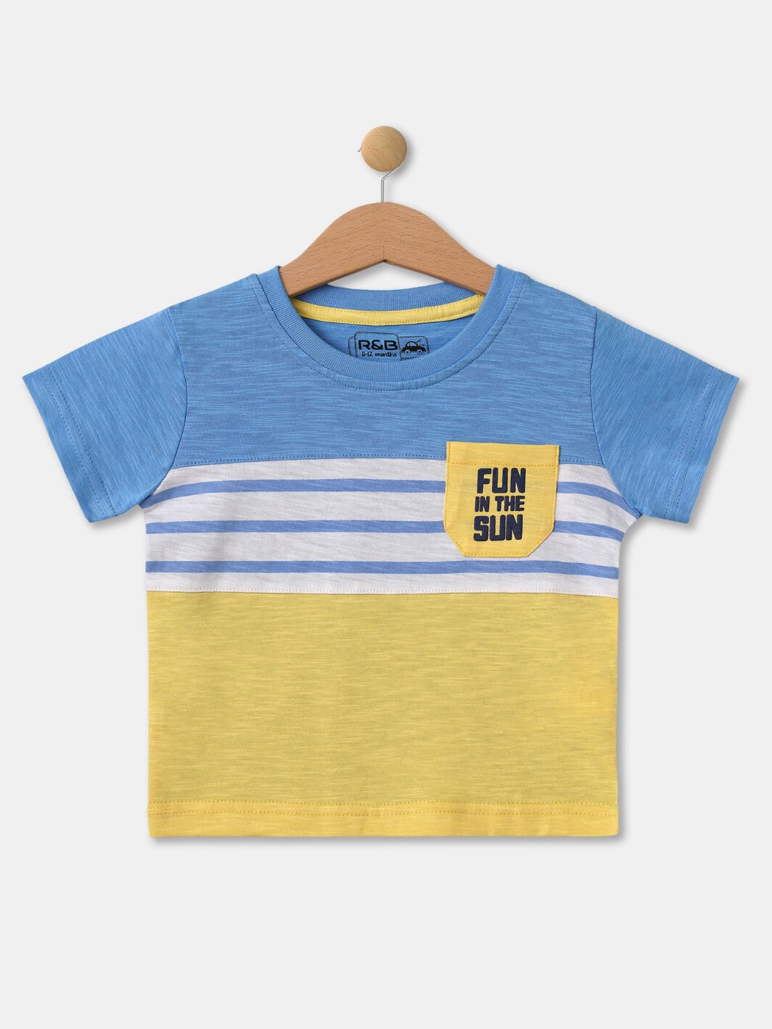 

R&B Boys Multicoloured Striped Polo Collar Applique T-shirt, Multi