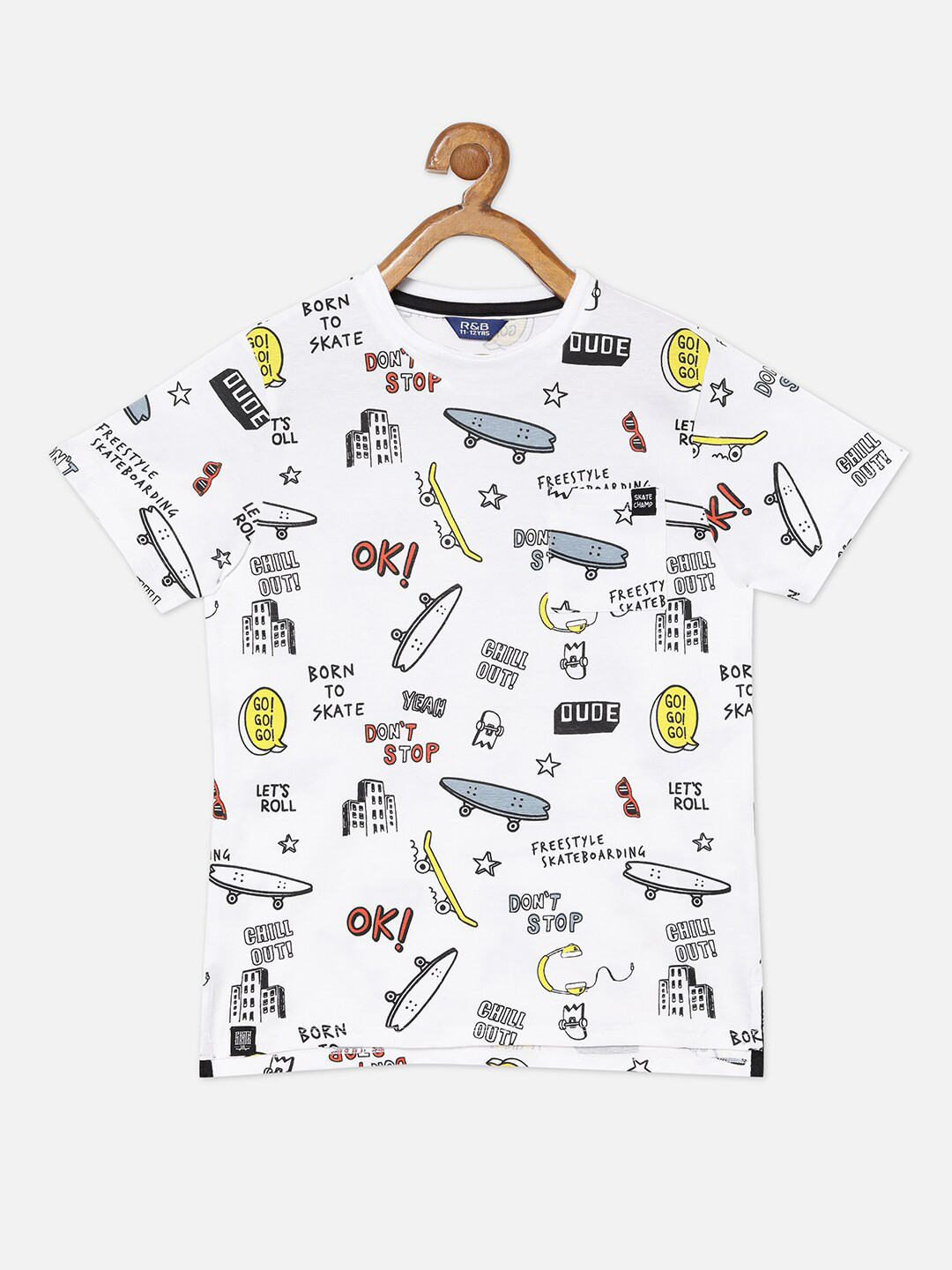 

R&B Boys White Printed T-shirt