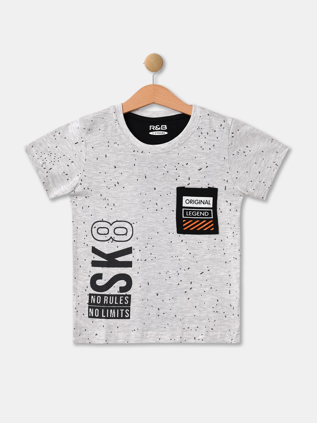 

R&B Boys Grey Printed Polo Collar T-shirt