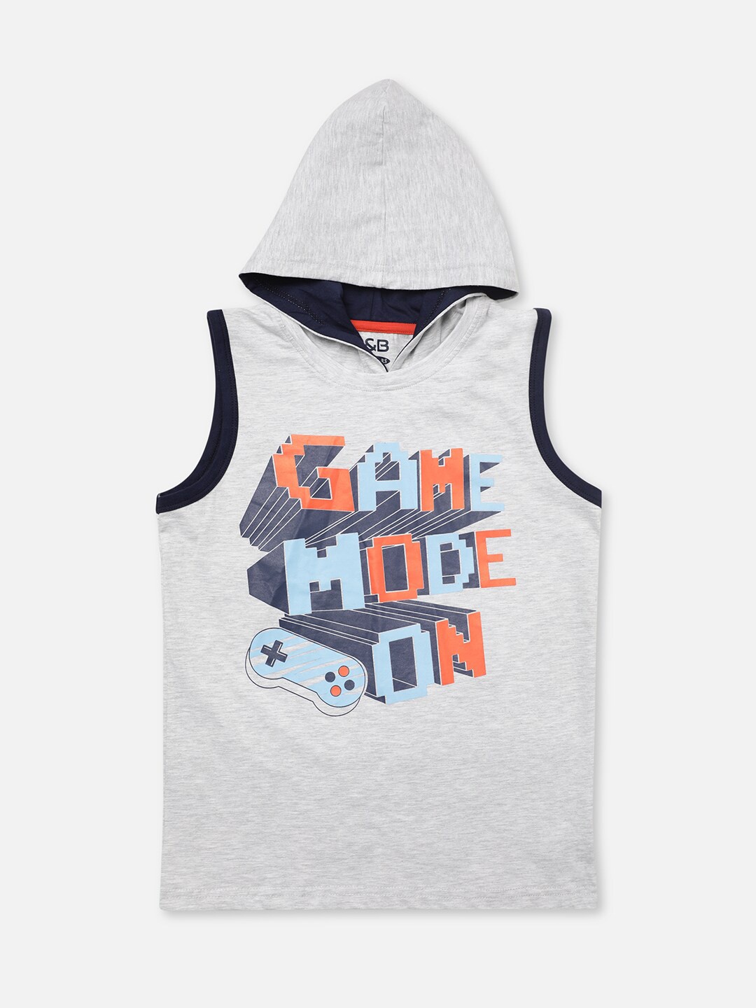 

R&B Boys Grey Typography Printed Applique T-shirt