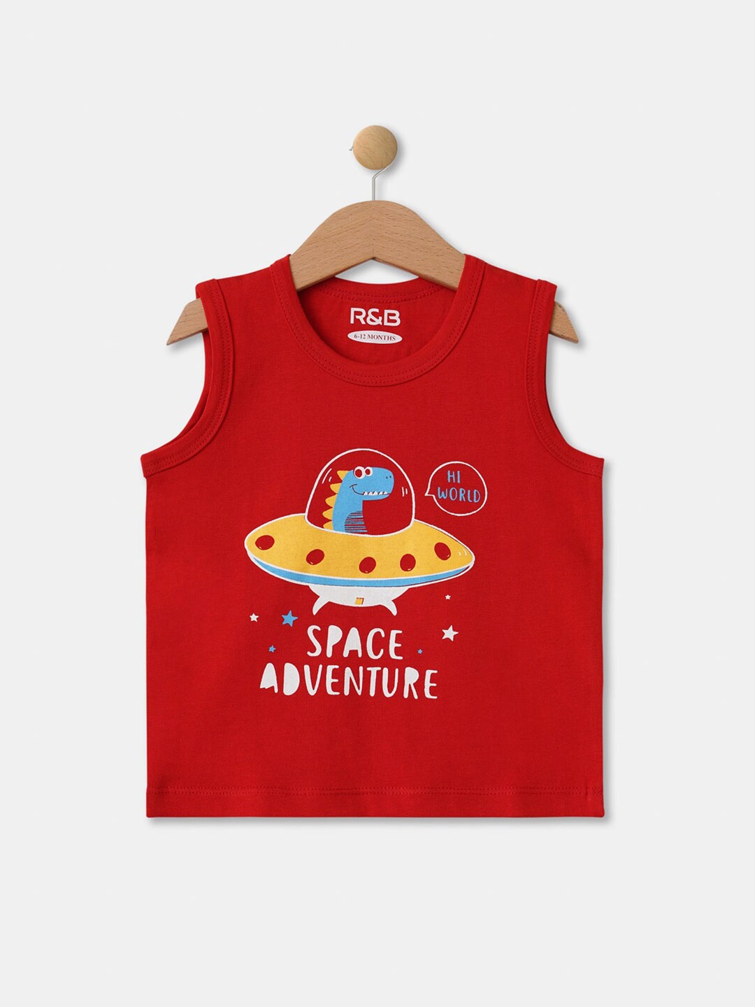 

R&B Boys Red Printed Applique T-shirt