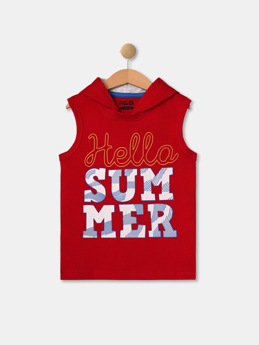 

R&B Boys Red & christmas red Colourblocked Applique T-shirt