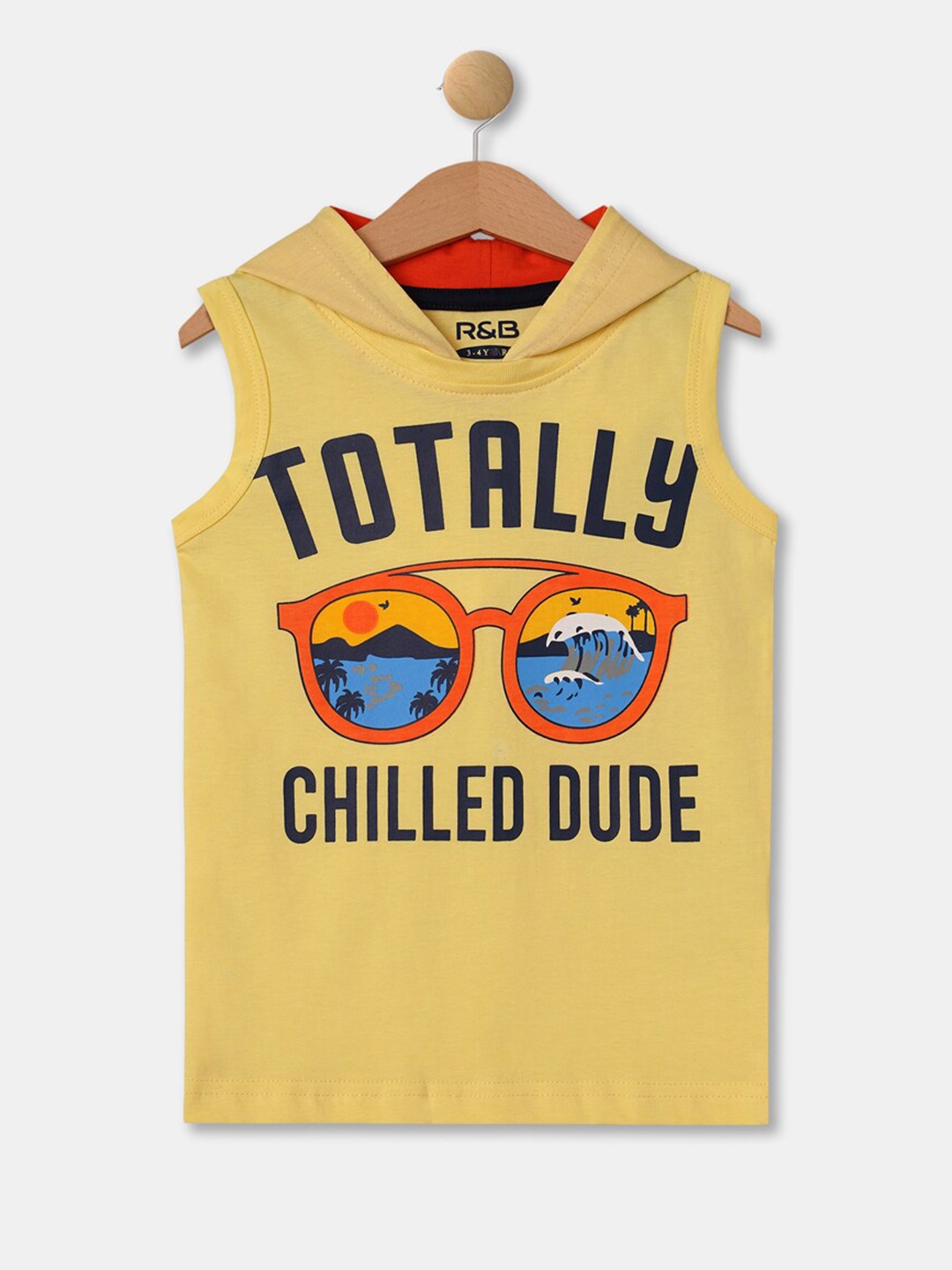

R&B Boys Yellow Printed Applique T-shirt