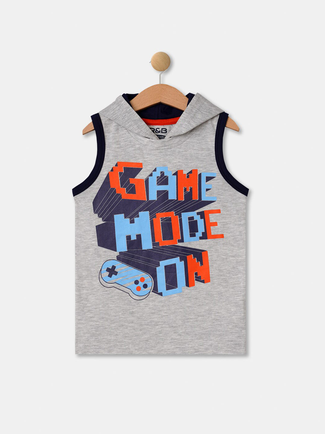 

R&B Boys Grey Printed Applique T-shirt