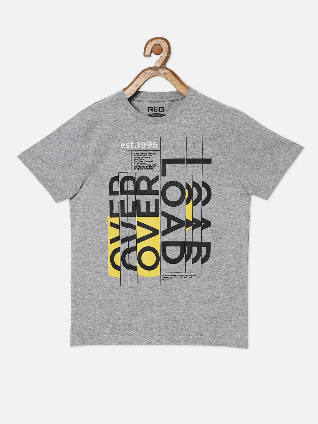 

R&B Boys Grey V-Neck Applique T-shirt
