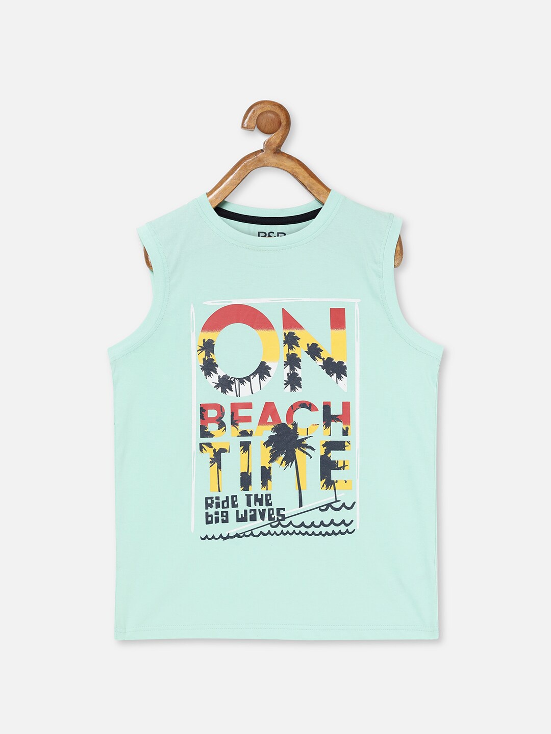 

R&B Boys Green Typography Printed T-shirt