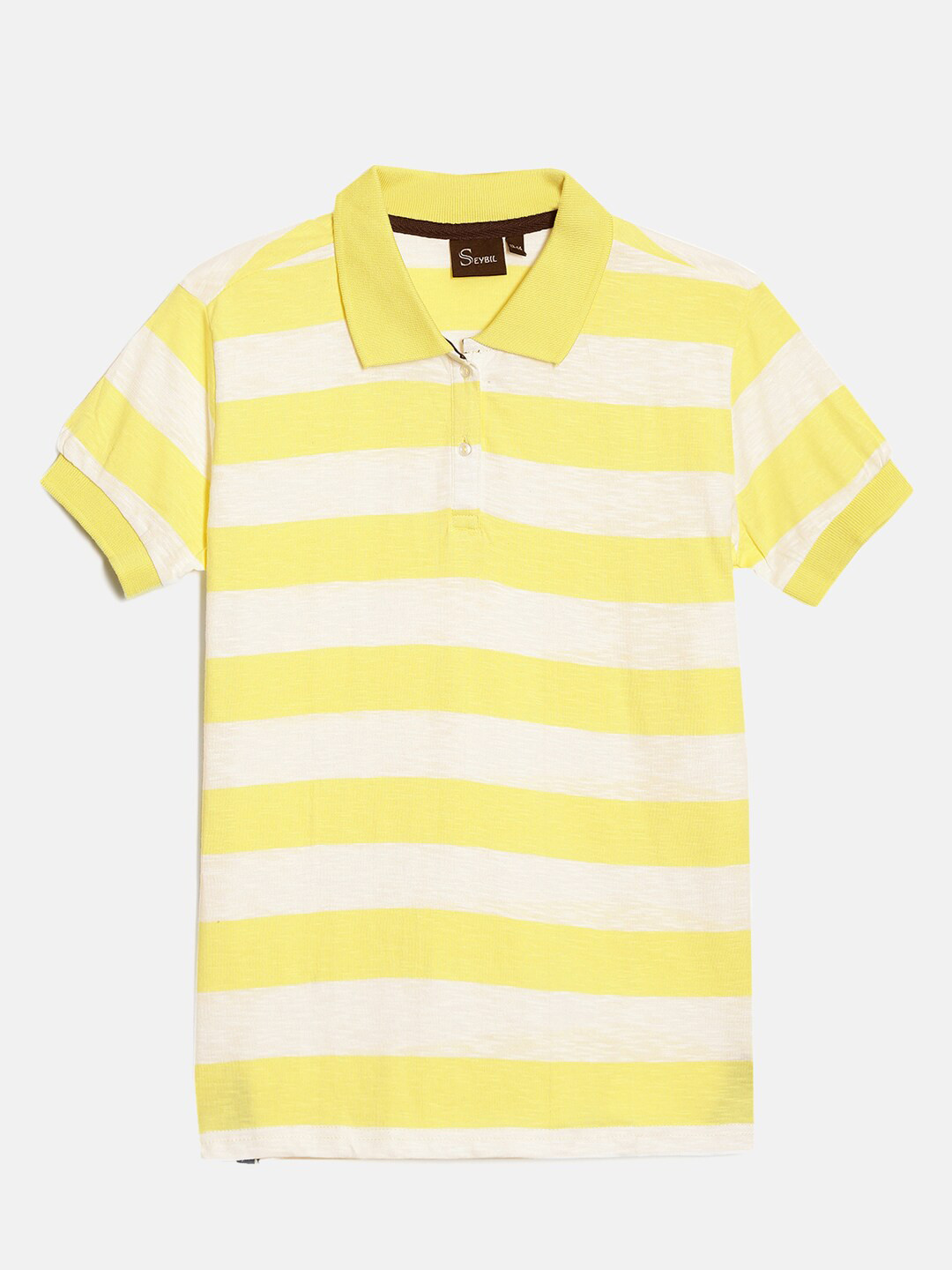 

SEYBIL Girls Yellow Striped Polo Collar Slim Fit T-shirt