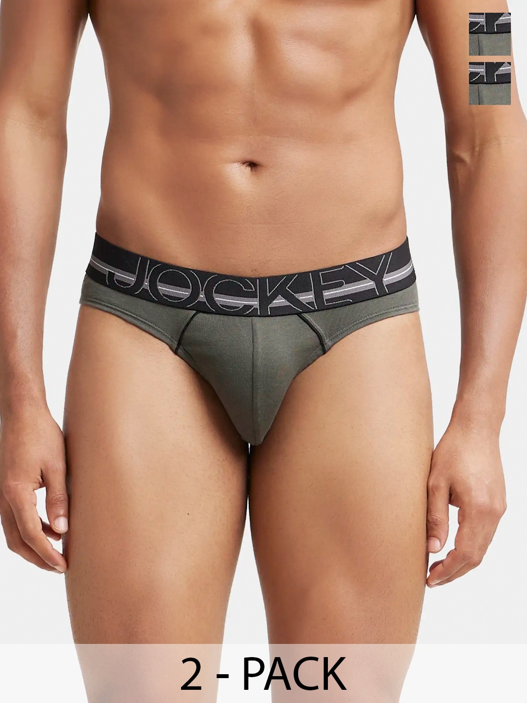 

Pack Of 2 Super Combed Cotton Rib Solid Brief with Ultrasoft Waistband-US17, Green