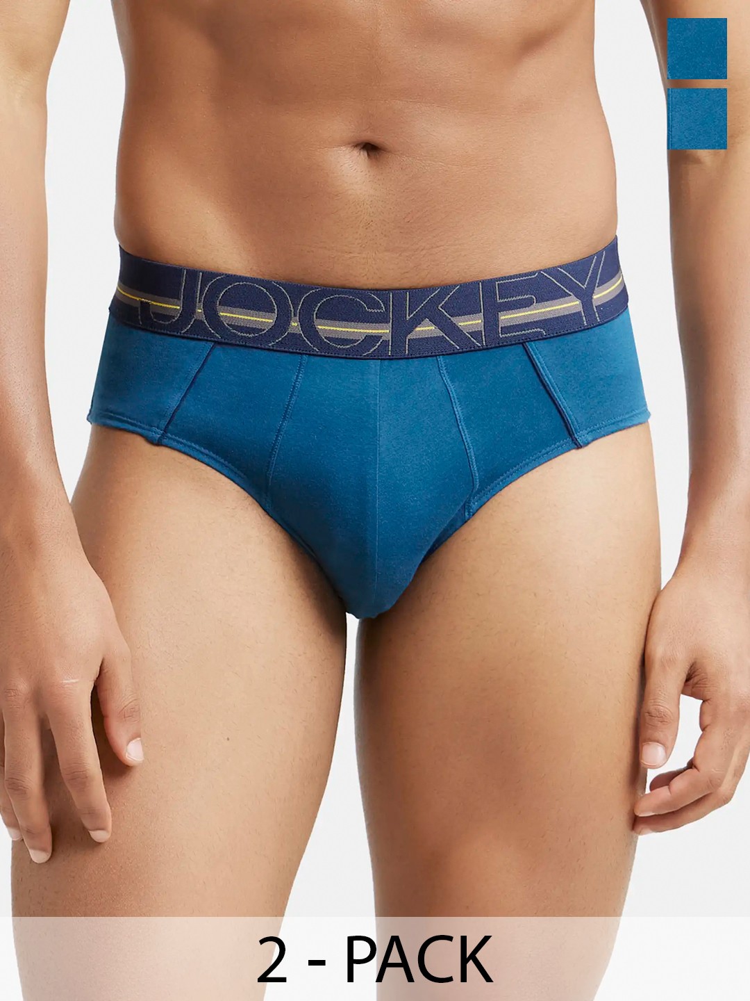 

Jockey Pack Of 2 Super Combed Cotton Solid Brief with Ultrasoft Waistband-US14, Blue