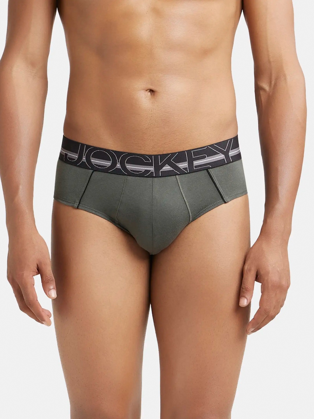 

Jockey Combed Cotton Brief with Ultrasoft Waistband-US14, Olive