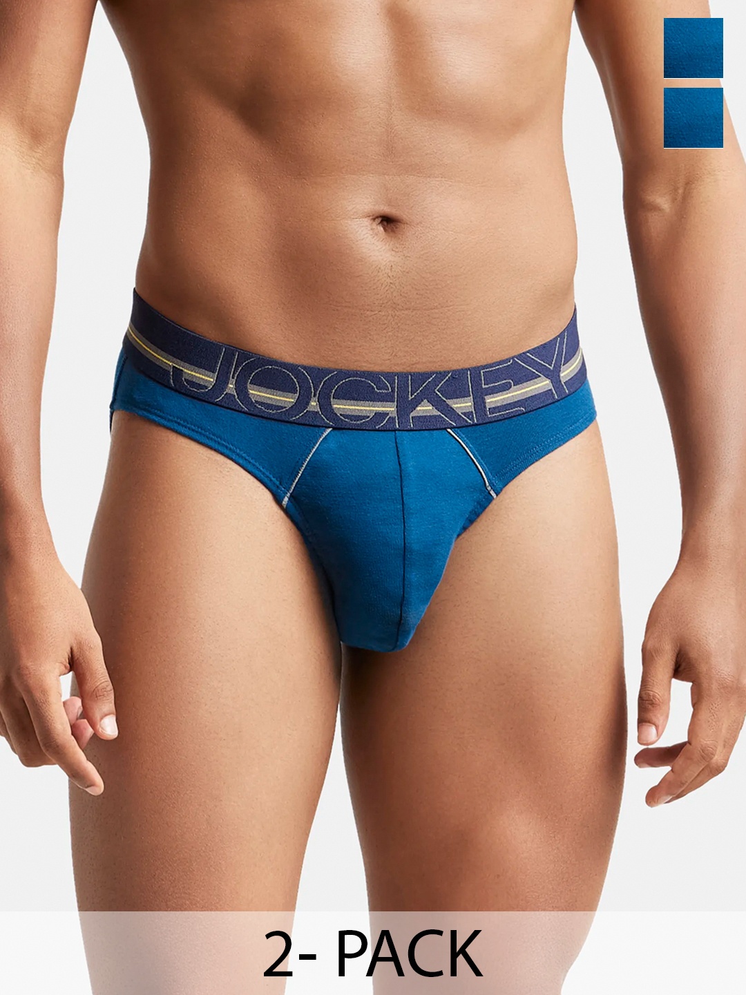 

Pack Of 2 Super Combed Cotton Rib Solid Brief with Ultrasoft Waistband-US17, Blue