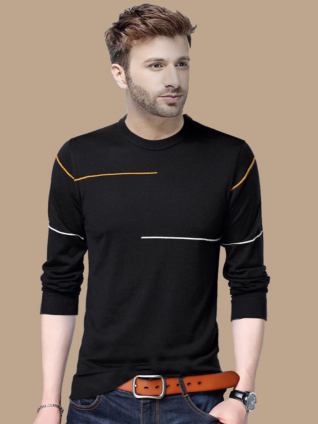 

REYA Men Black T-shirt