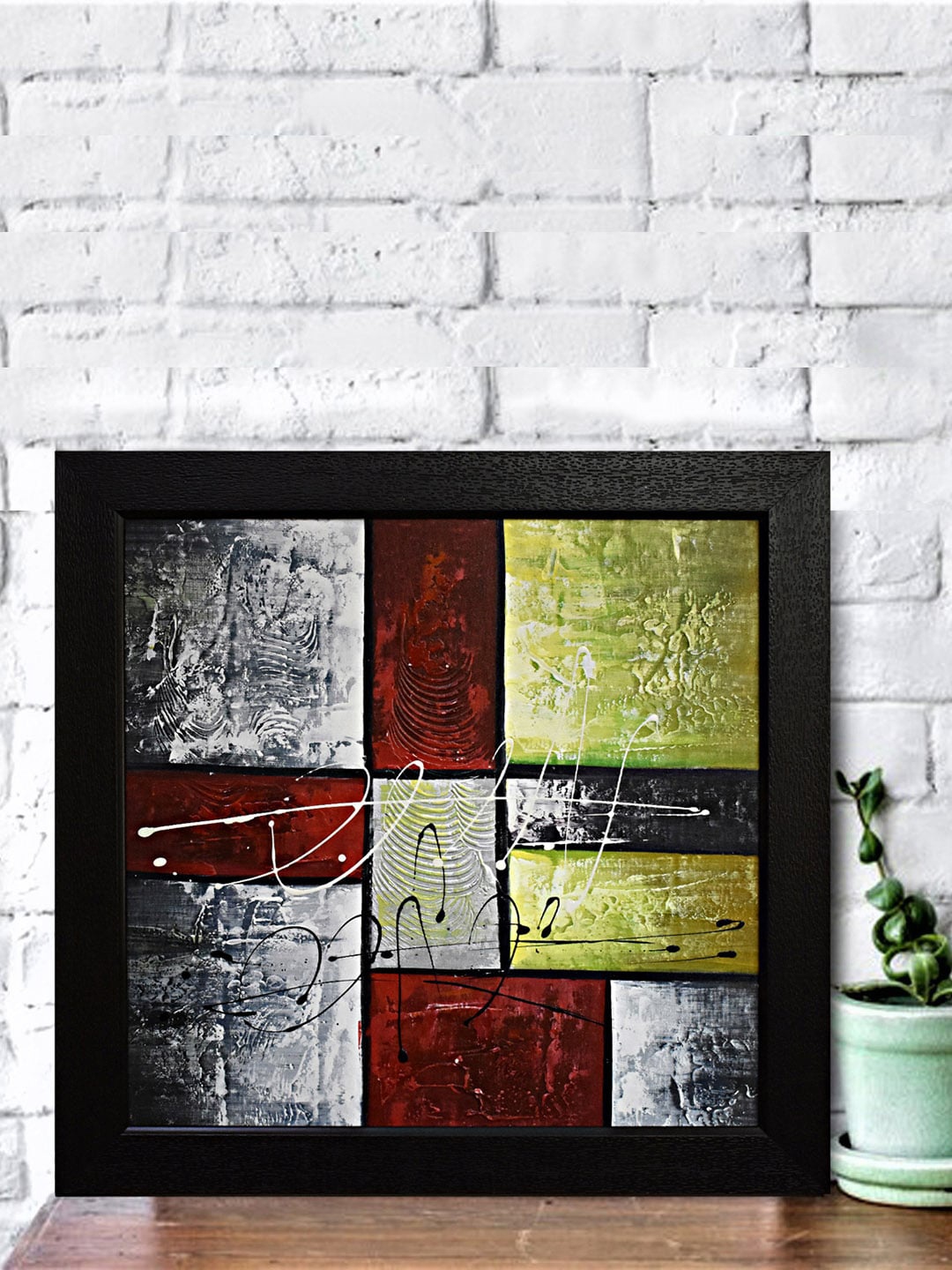 

Gallery99 Grey & Red Handmade Abstract Wall Art