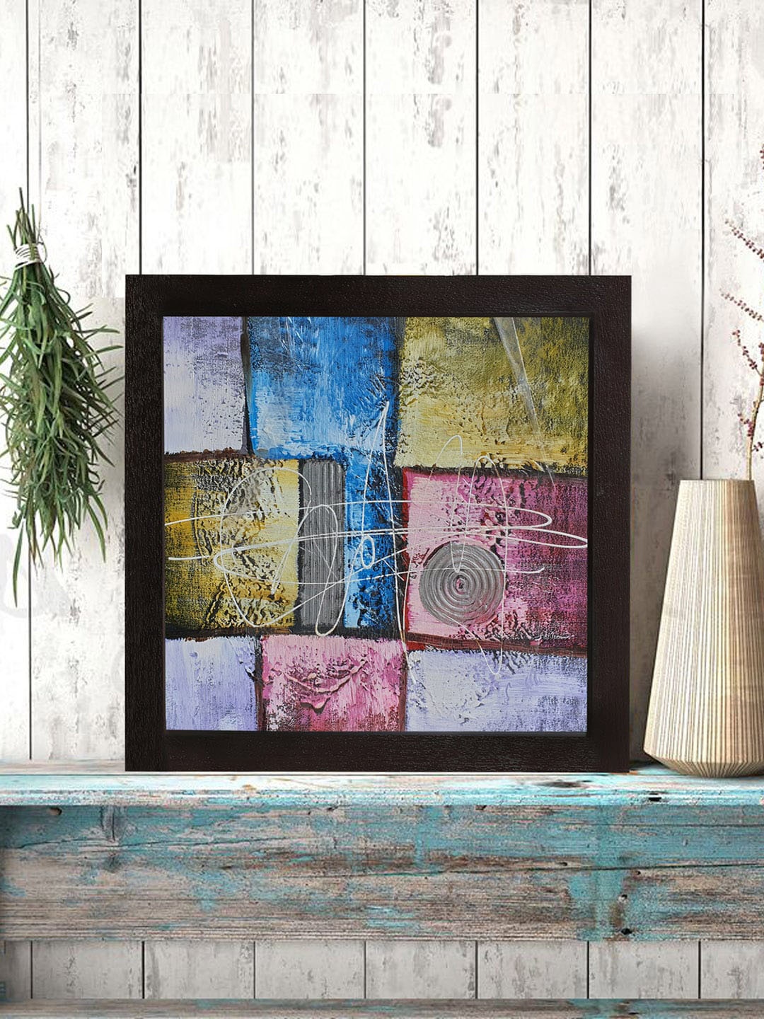 

Gallery99 Multicoloured Abstact Canvas Framed Oil Painting, Multi