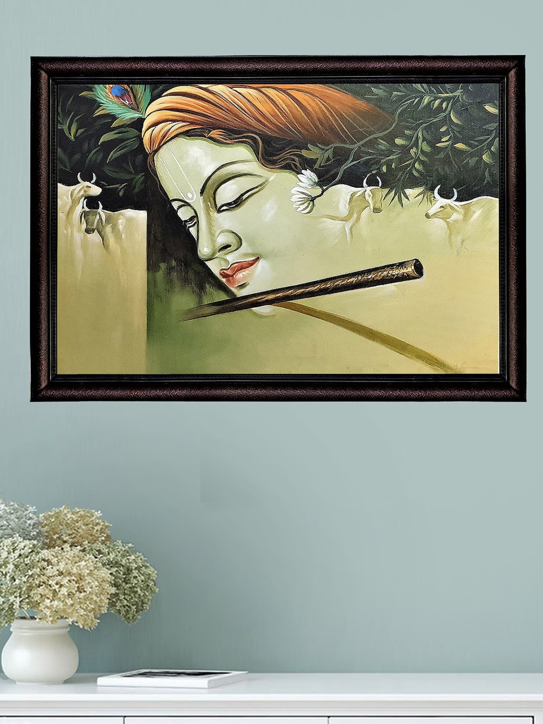 

Gallery99 Green Krishna Flute Sound In Nature Printed Framed Wall Art