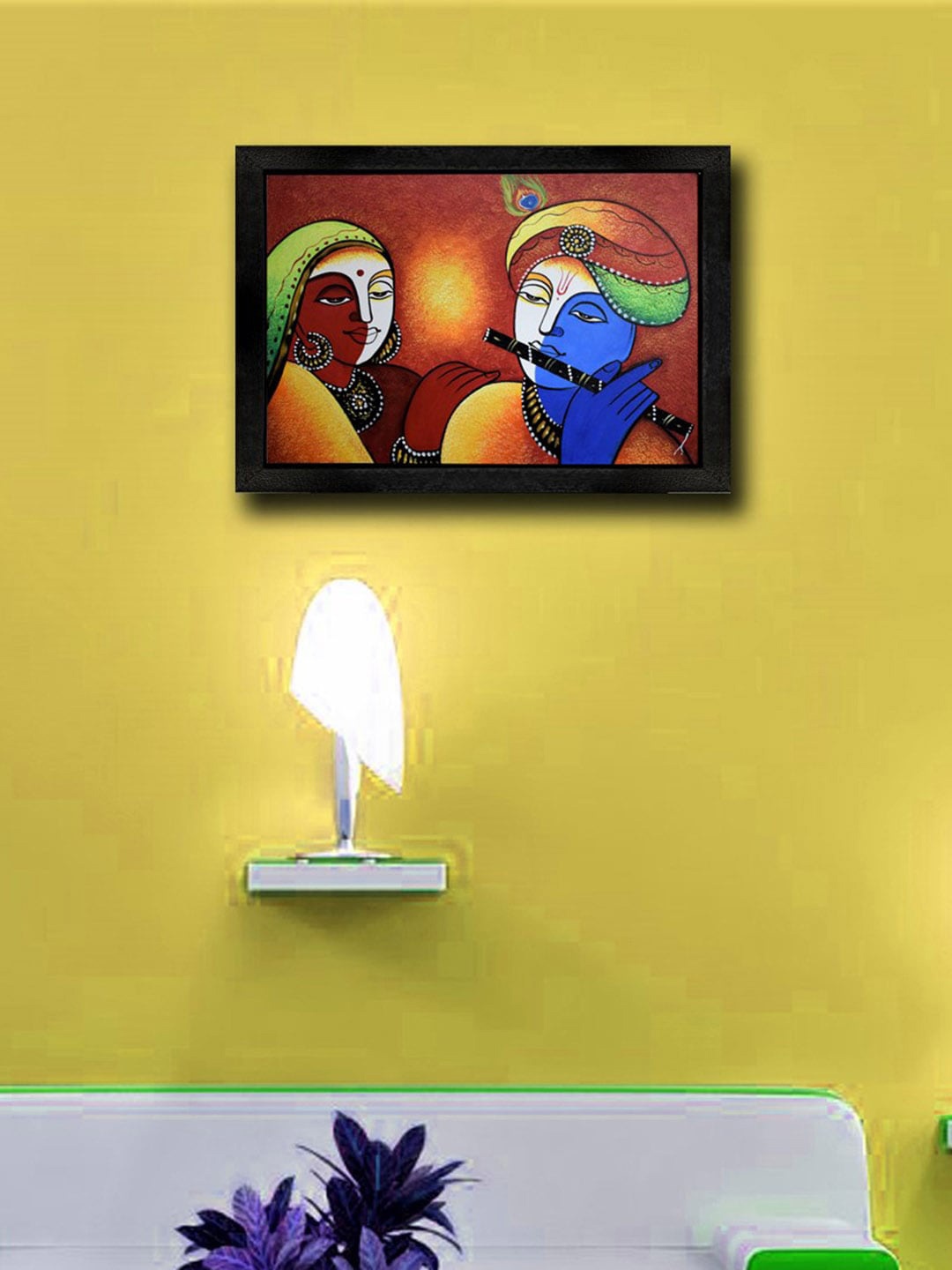 

Gallery99 Red Radha & Krishna Handmade Oil Painting Wall Art
