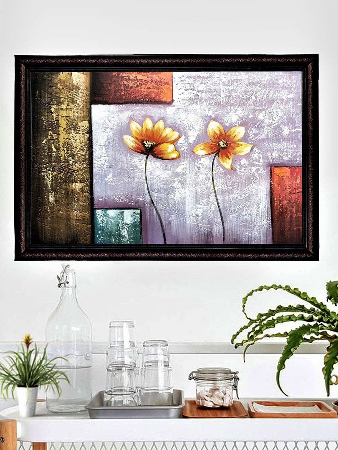 

Gallery99 Green & Purple Handmade Framed Oil Painting