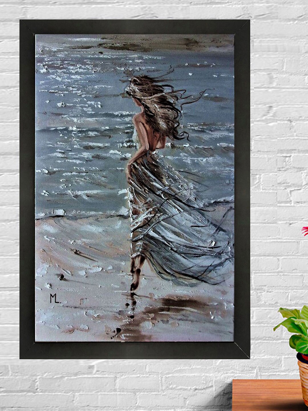 

Gallery99 Grey Handmade Framed Oil Painting