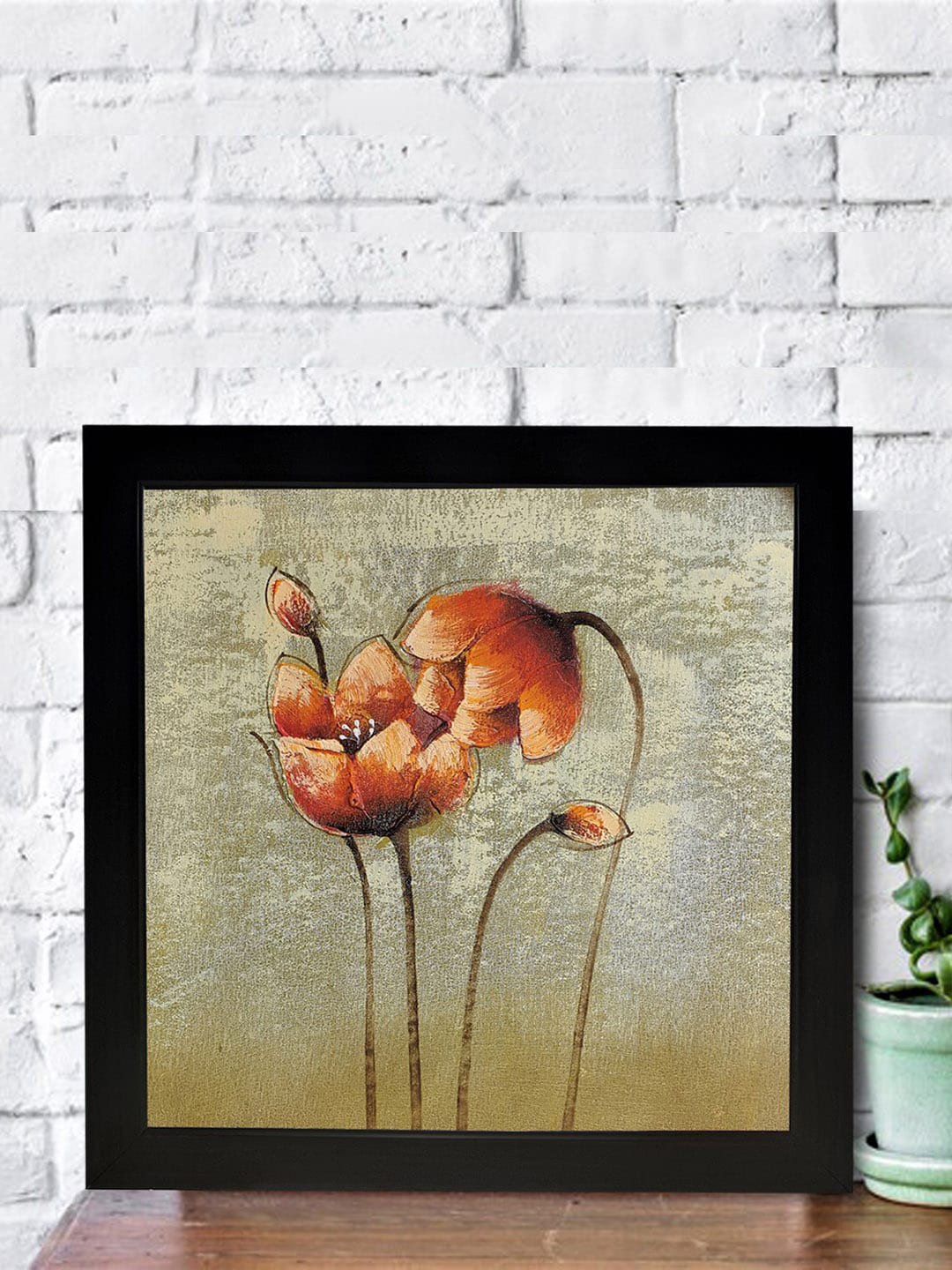 

Gallery99 Grey & Orange Handmade Floral Wall Art