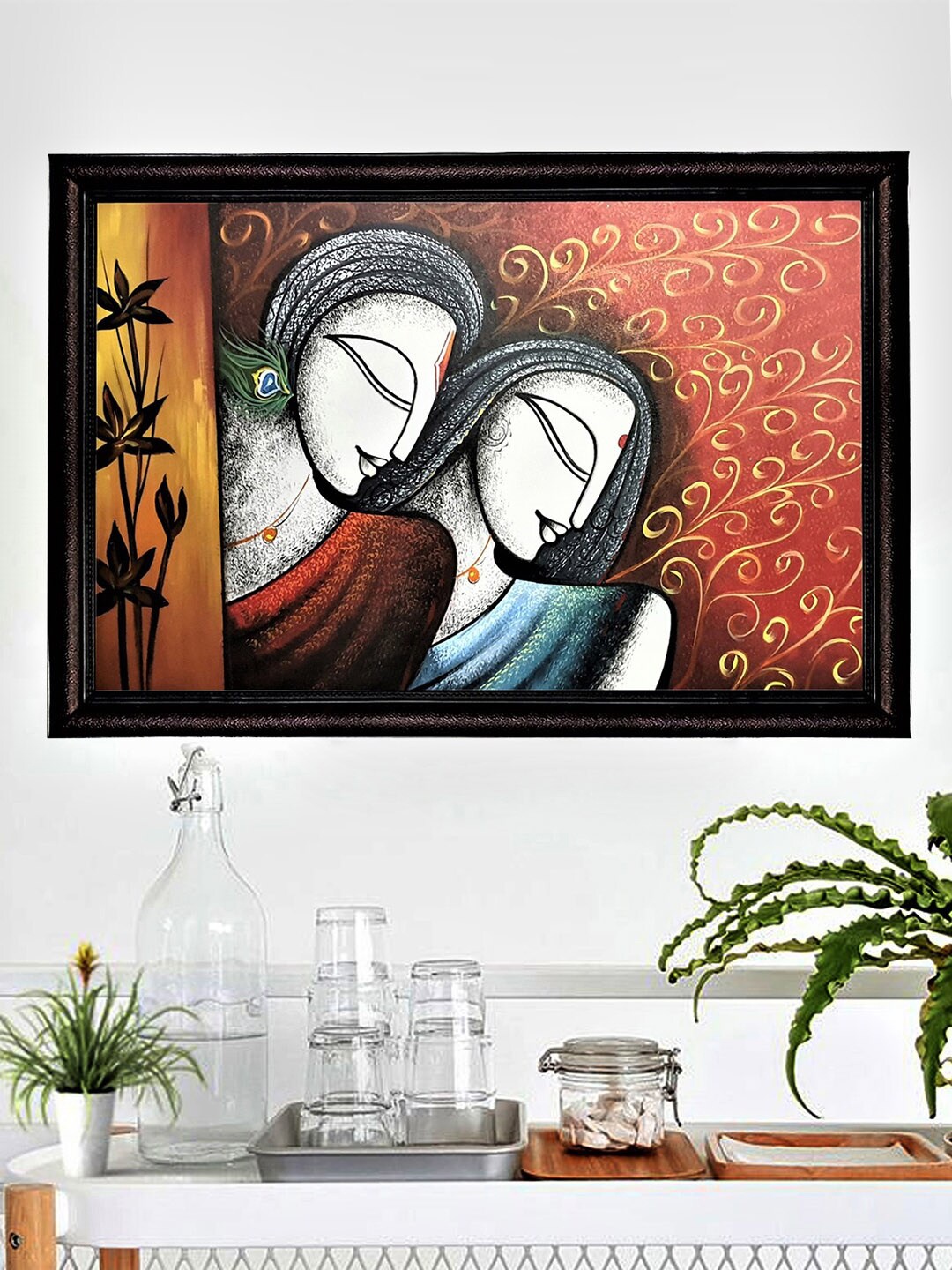 

Gallery99 Red & White Religious Handmade Framed Oil Painting