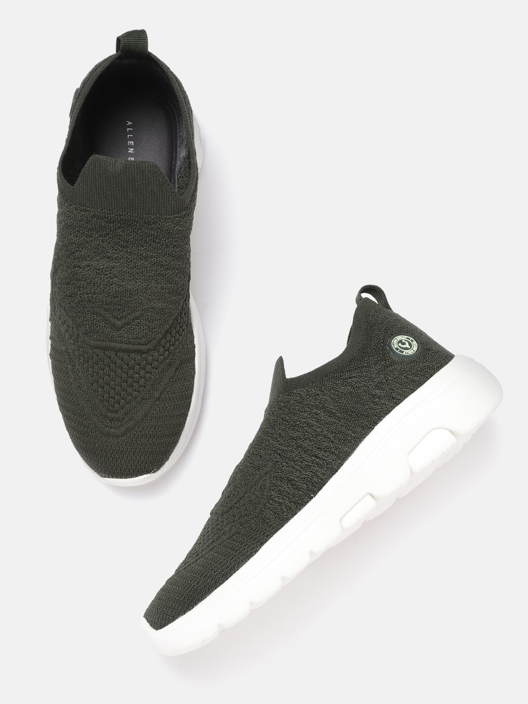

Allen Solly Women Olive Green Woven Design Slip-On Sneakers