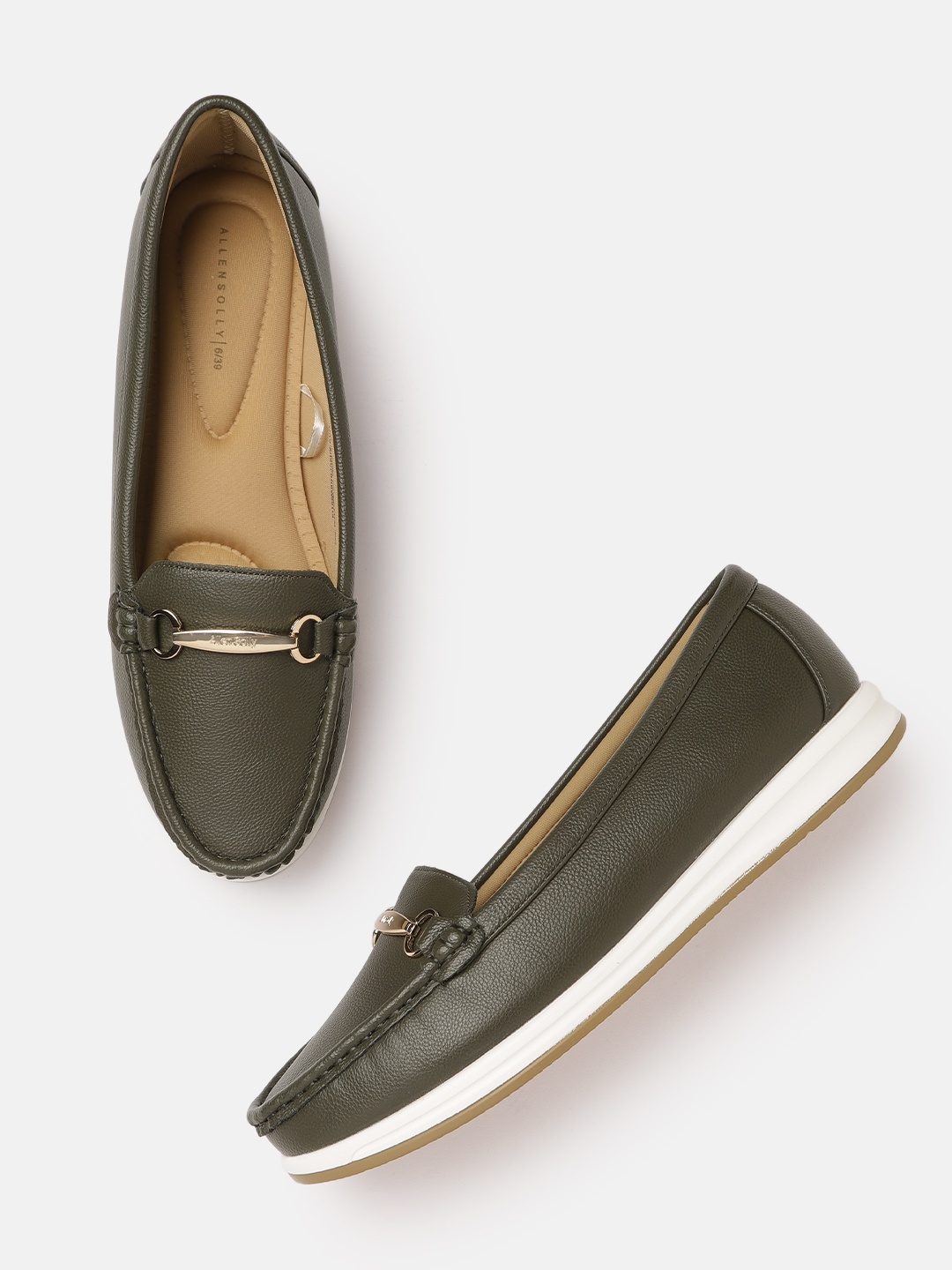 

Allen Solly Women Olive Green Solid Horsebit Loafers
