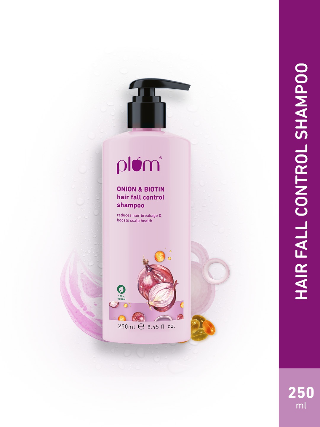 

Plum Onion & Biotin Hair Fall Control Shampoo with D-Panthenol- 250ml, White