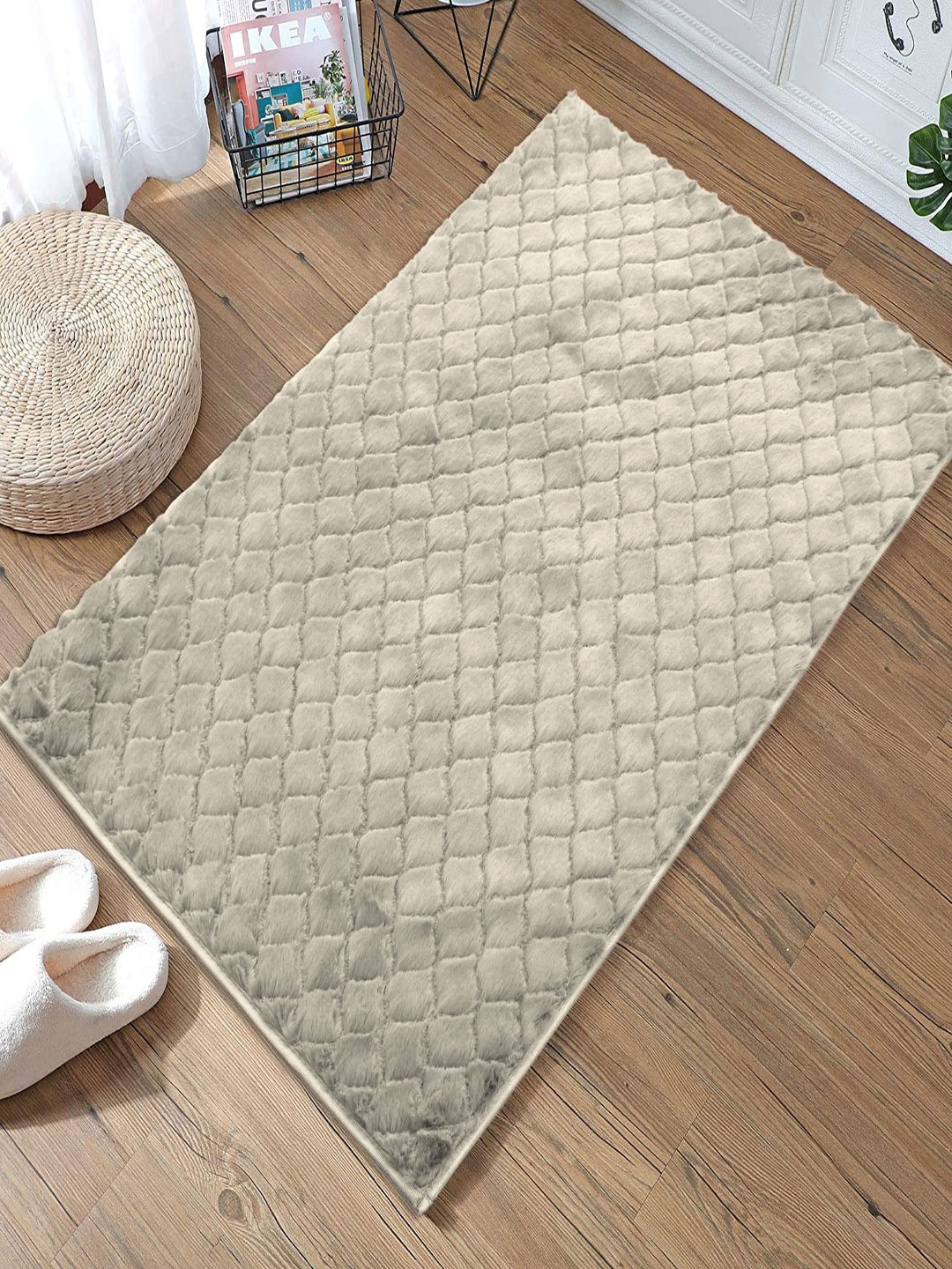 

LUXEHOME INTERNATIONAL Beige Checked Doormat