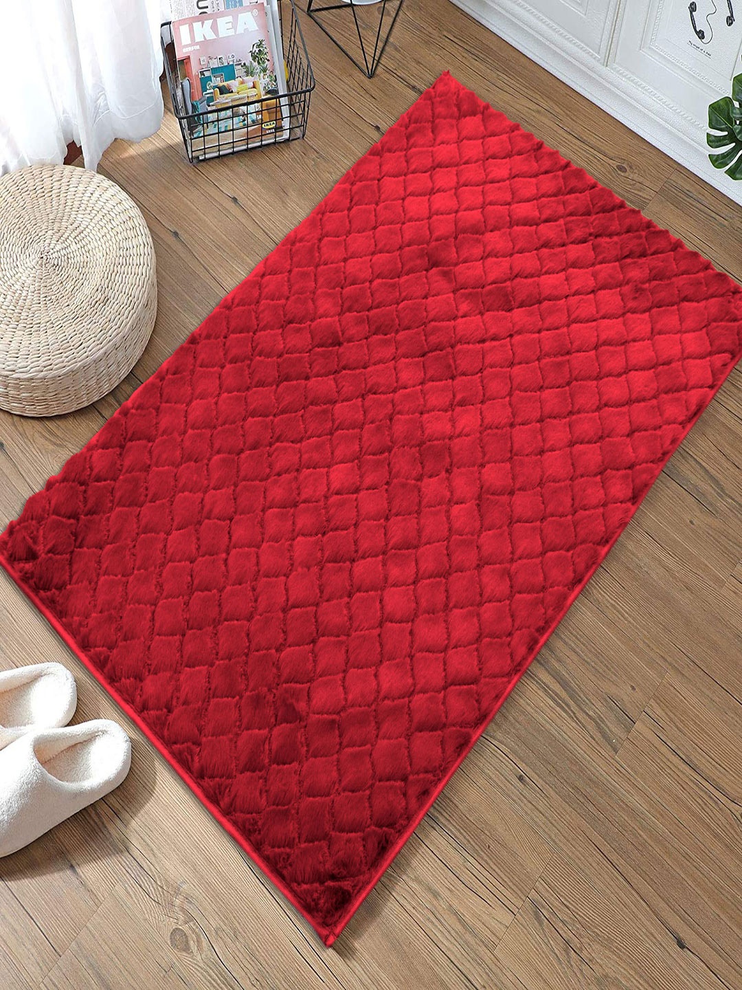 

LUXEHOME INTERNATIONAL Maroon Rectangular Anti-Skid Doormats