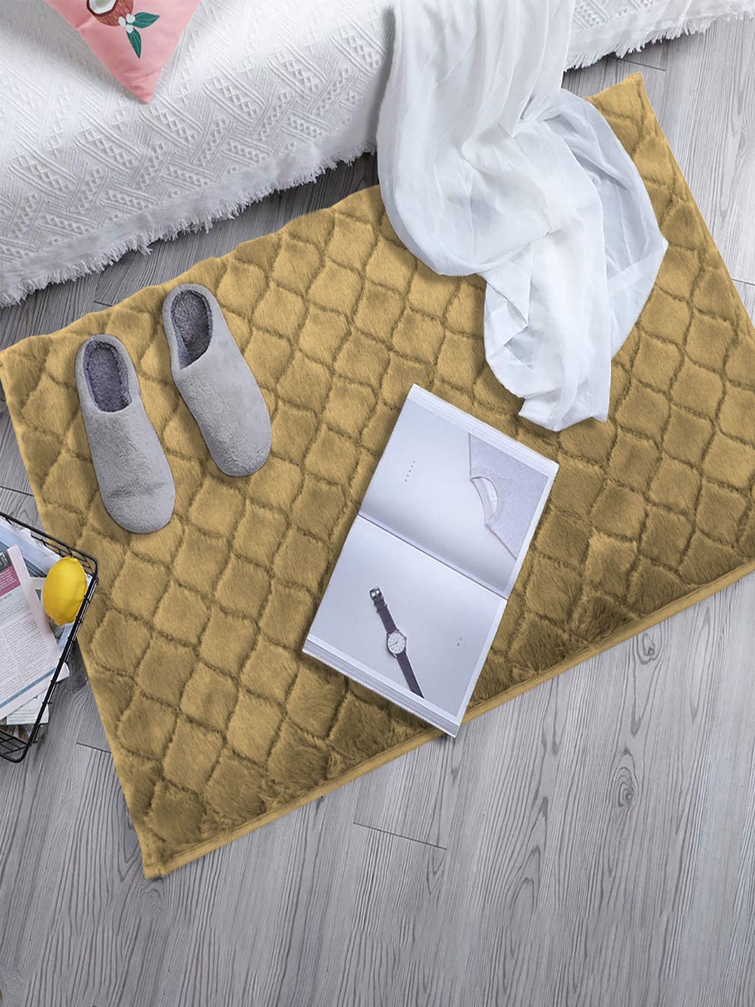

LUXEHOME INTERNATIONAL Tan-Coloured Solid 1000 GSM Bath Rugs