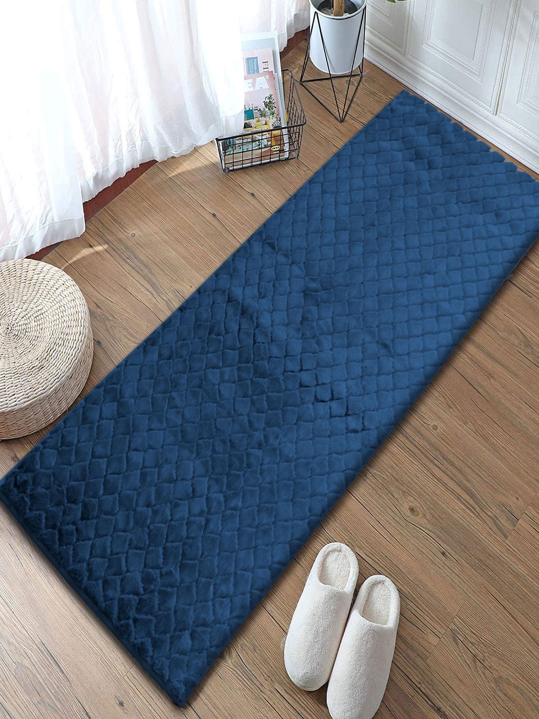 

LUXEHOME INTERNATIONAL Teal Blue Solid Anti-Skid Rectangular Floor Runners