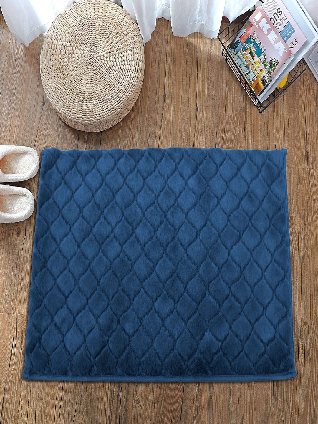 

LUXEHOME INTERNATIONAL Teal-Blue Solid 1000 GSM Bath Rugs