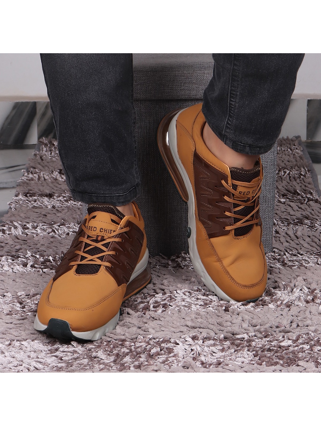 

Red Chief Men Rust Colourblocked Leather Sneakers