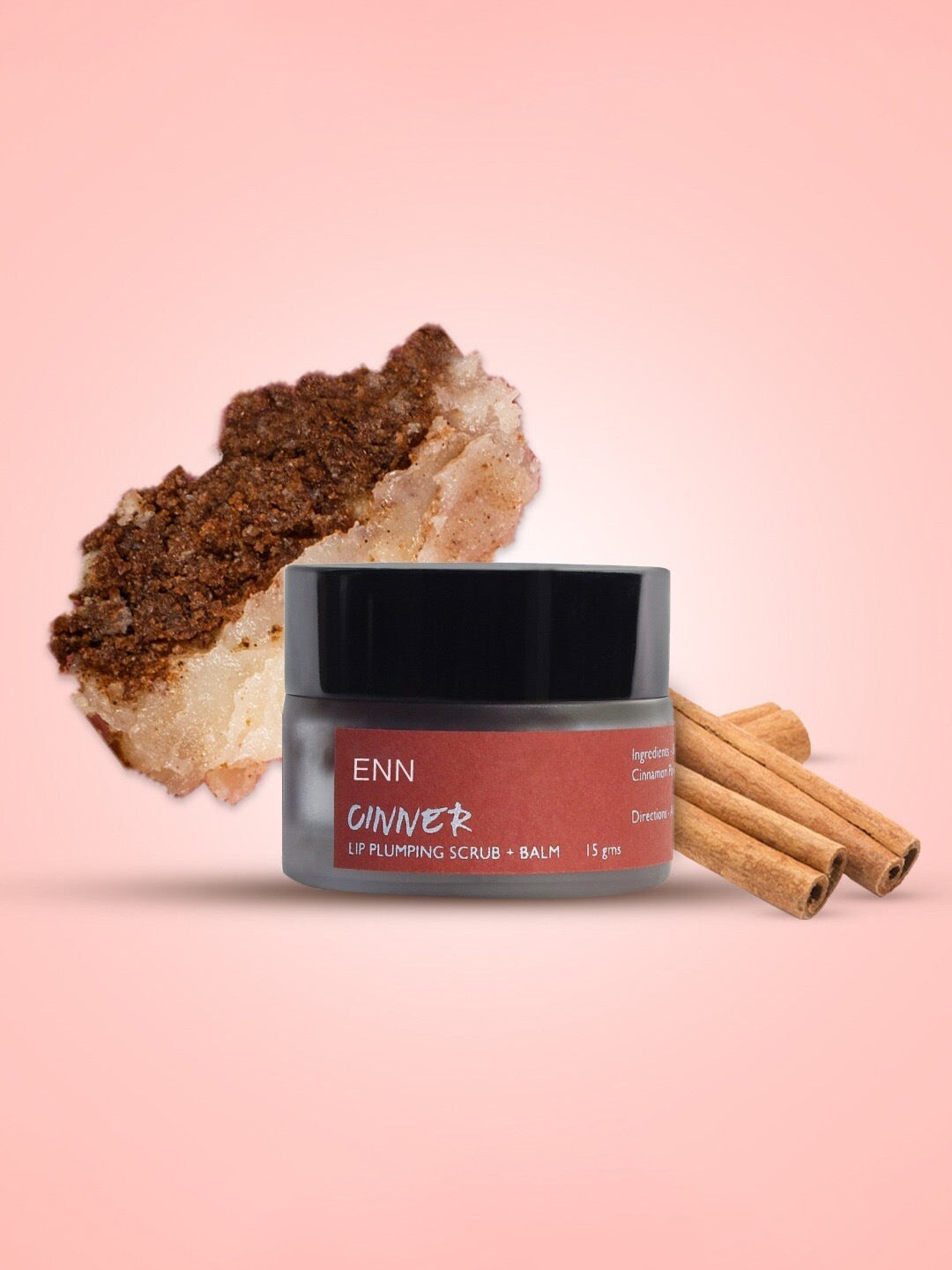 

ENN Cinner Lip Plumping Scrub + Balm with Cocoa & Shea Butter - 15 g, Pink