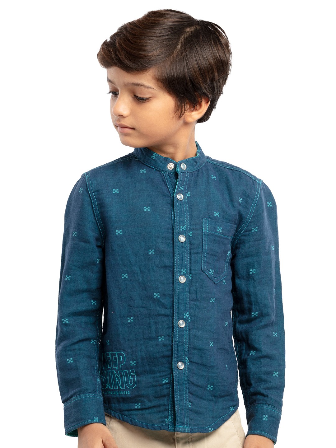 

UNDER FOURTEEN ONLY Boys Blue Casual Shirt