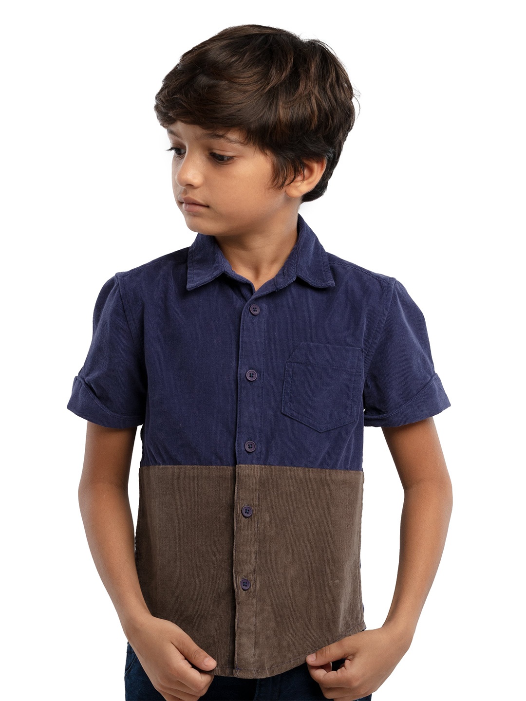 

UNDER FOURTEEN ONLY Boys Navy Blue Casual Shirt