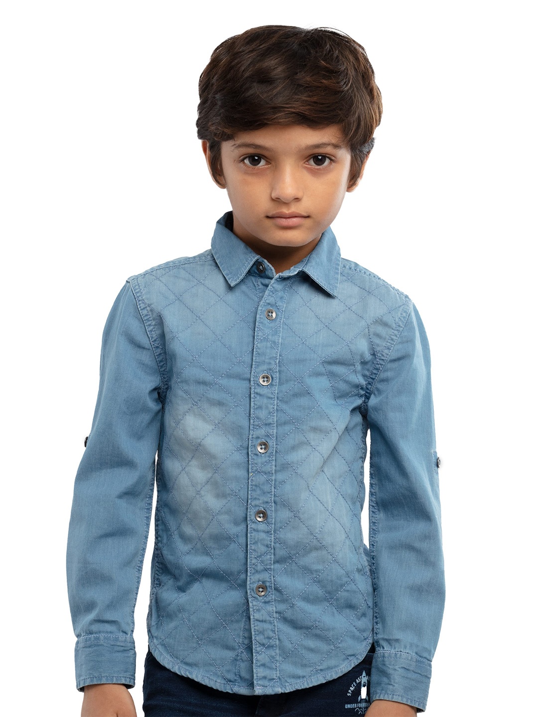 

UNDER FOURTEEN ONLY Boys Blue Faded Casual Shirt