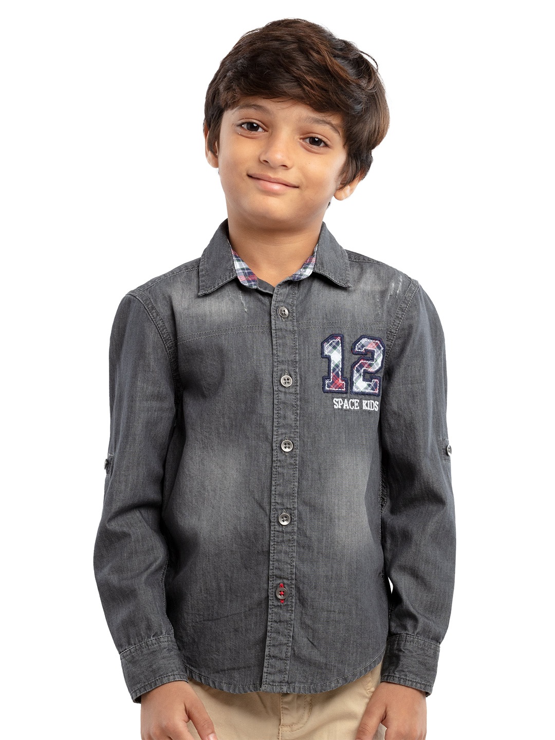 

UNDER FOURTEEN ONLY Boys Grey Faded Casual Shirt