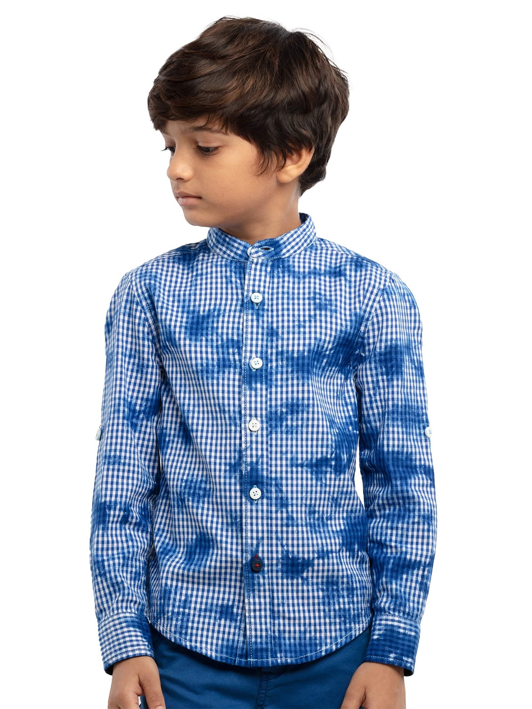 

UNDER FOURTEEN ONLY Boys Blue Checked Casual Shirt