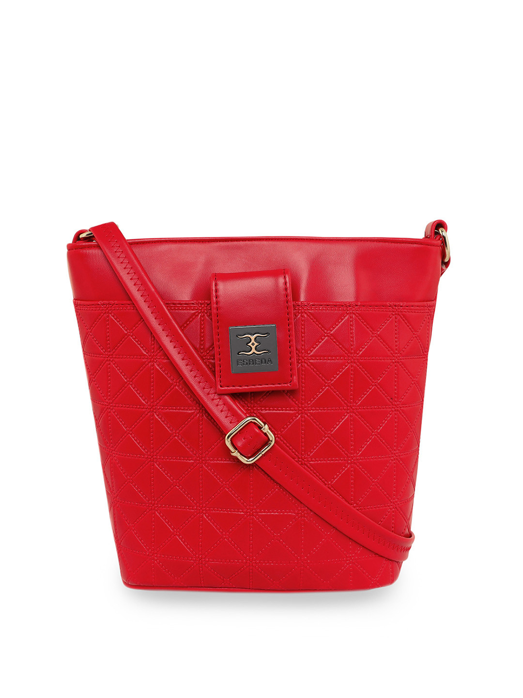 

ESBEDA Red Textured PU Structured Sling Bag with Quilted