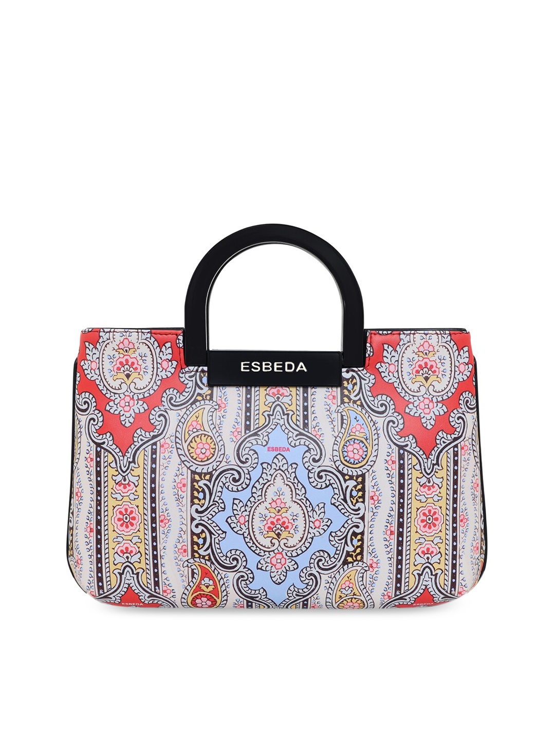 

ESBEDA Multicoloured Ethnic Motifs Printed PU Oversized Structured Tote Bag, Multi