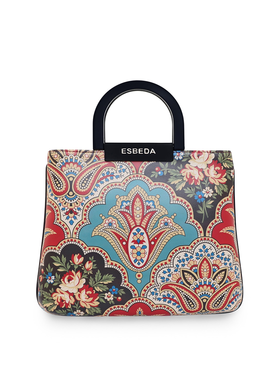 

ESBEDA Multicoloured Ethnic Motifs Embellished PU Structured Handheld Bag, Multi