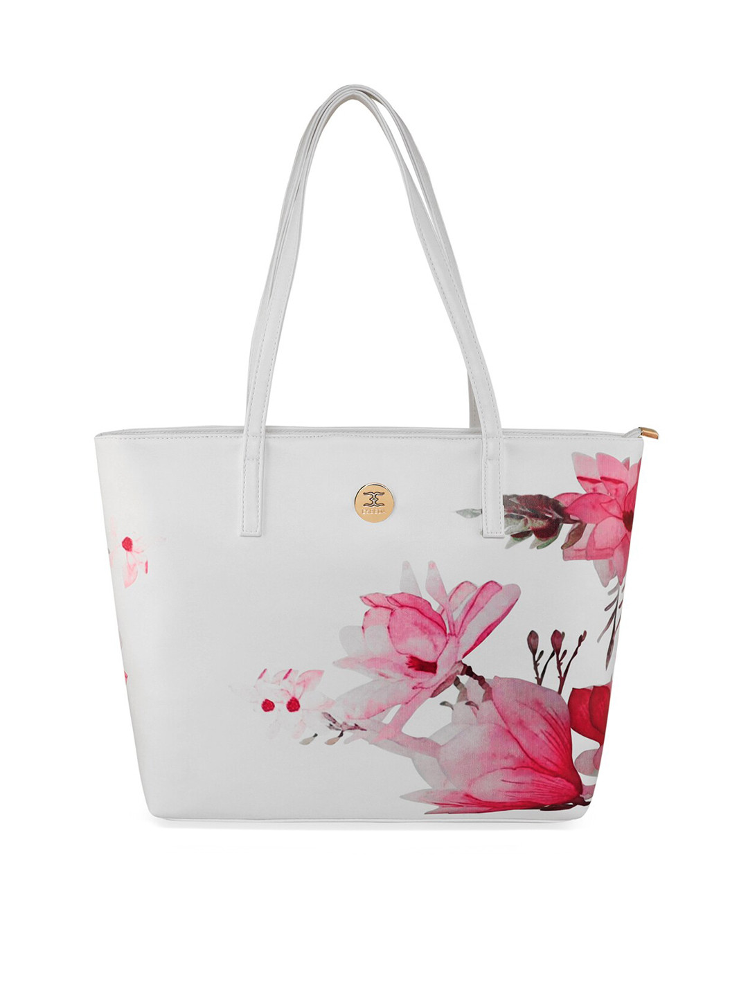 

ESBEDA White Floral PU Structured Shoulder Bag